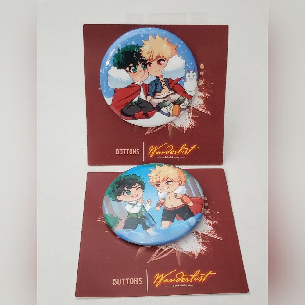 BakuDeku Wanderlust Zine Merch Anime Button Pins